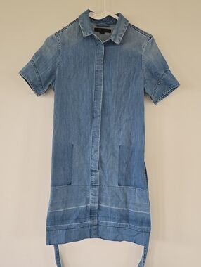 All Saints Light Blue Denim Midi Shirt Dress